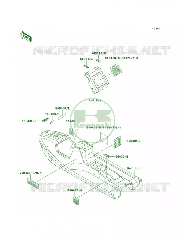 Labels Kawasaki JET SKI 650 1991 X2  JF650-A6