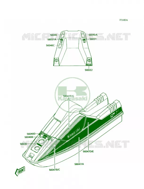 LabelsJS300-A2 Kawasaki JET SKI 300 1991 300 SX  JS300-A5