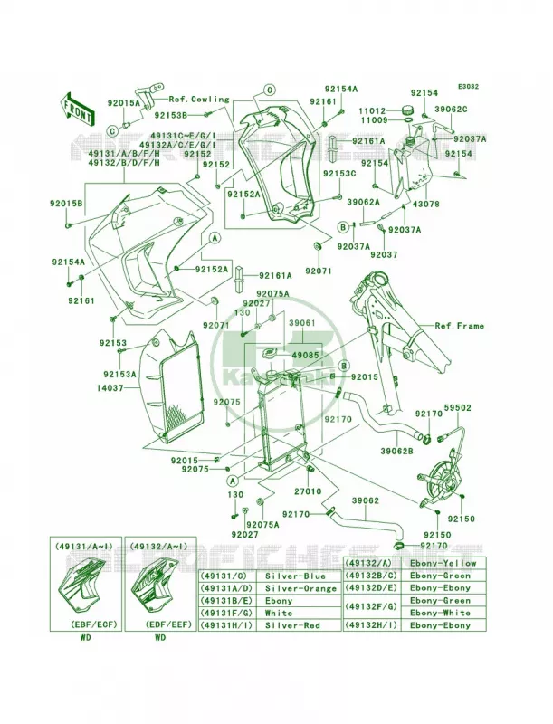 RadiatorEBF-EEF Kawasaki MOTOS 650 2011 KLR650  KL650EBF