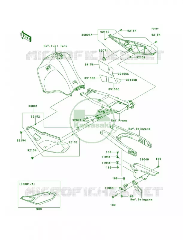 Side CoversChain CoverEBFECF Kawasaki MOTOS 650 2011 KLR650  KL650EBF