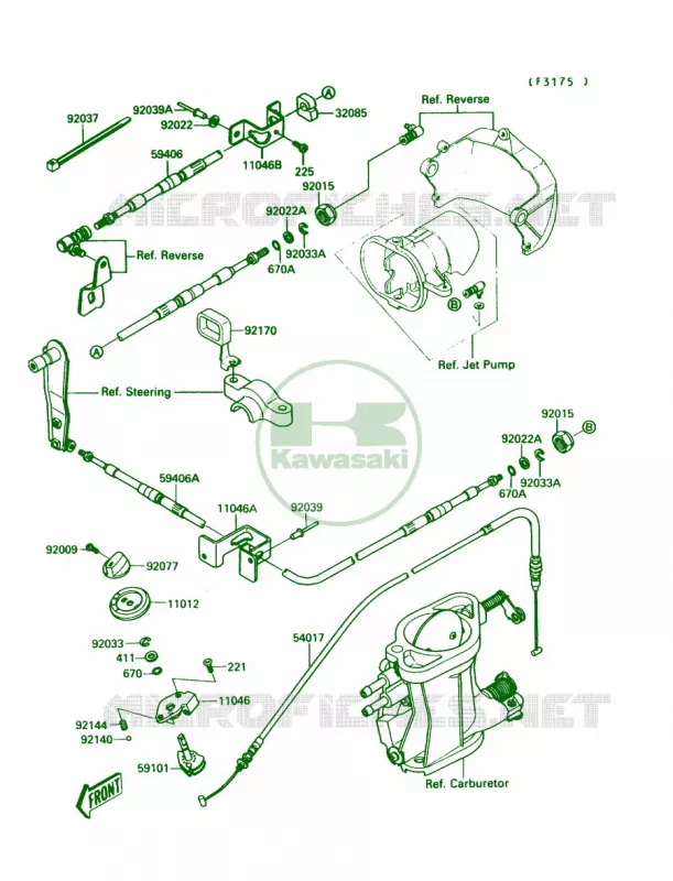 Cables Kawasaki JET SKI 650 1990 JET MATE  JB650-A2