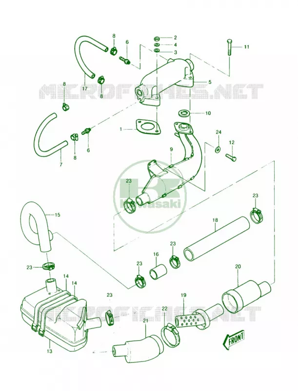 MufflerJS440-A14 Kawasaki JET SKI 440 1990 JS440  JS440-A14