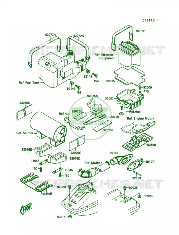 Hull Fittings Kawasaki JET SKI 650 1990 650 SX  JS650-A4