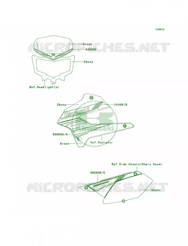 DecalsGreenTCF Kawasaki MOTOS 250 2011 KLX250S  KLX250TBF