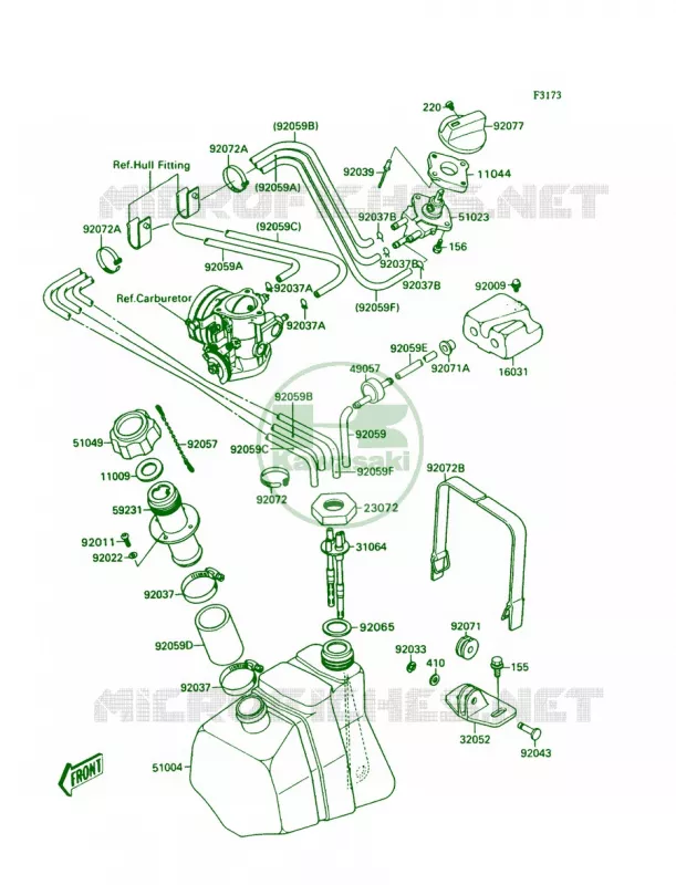 Fuel TankJS300-A1A2 Kawasaki JET SKI 300 1989 300 SX  JS300-A3