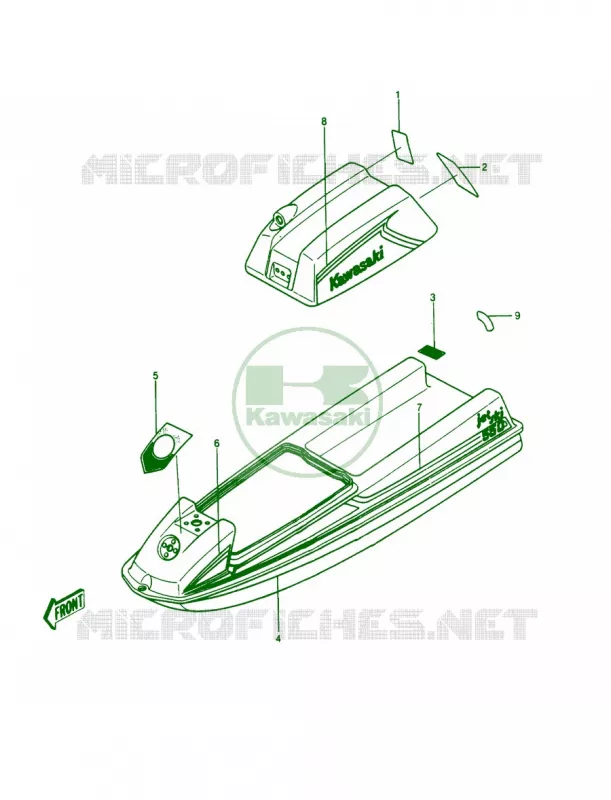 LABELS  JS550-A5 Kawasaki JET SKI 550 1989 JS550  JS550-A8