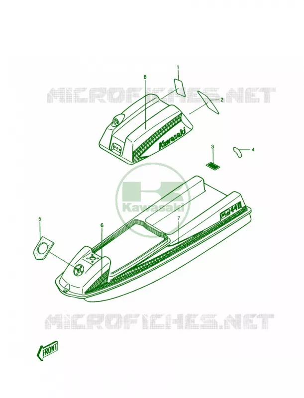Labels JS440-A12 Kawasaki JET SKI 440 1988 JS440  JS440-A12