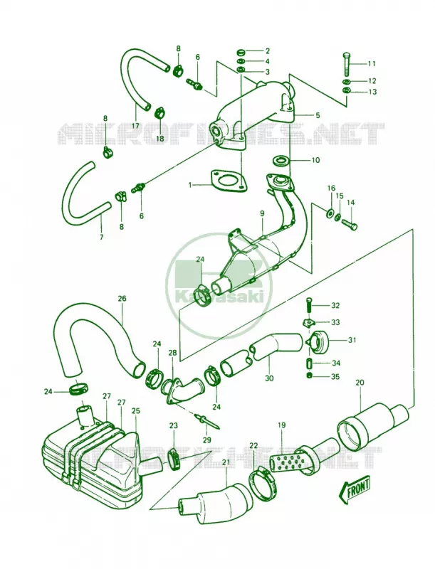 MufflerJS440-A11A12A13 Kawasaki JET SKI 440 1988 JS440  JS440-A12