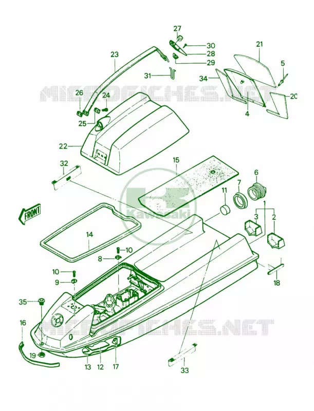 HullEngine HoodJS440-A11A12A13 Kawasaki JET SKI 440 1987 JS440  JS440-A11