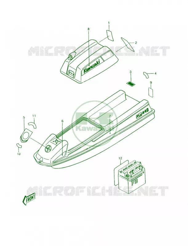 Labels JS440-A13A14 Kawasaki JET SKI 440 1987 JS440  JS440-A11