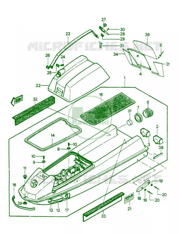 HULLENGINE HOOD JS550-A6A7 Kawasaki JET SKI 550 1987 JS550  JS550-A6