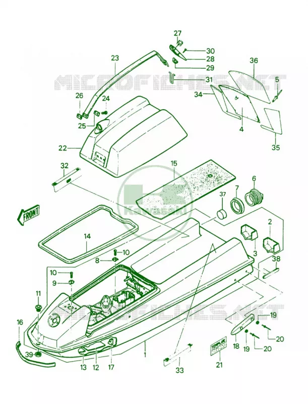 HULLENGINE HOOD JS550-A8 Kawasaki JET SKI 550 1987 JS550  JS550-A6