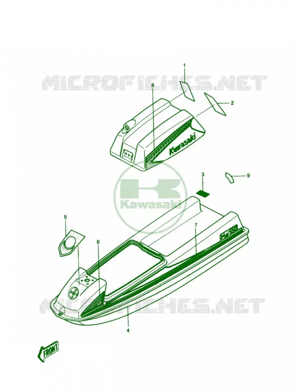 LABELS JS550-A7 Kawasaki JET SKI 550 1987 JS550  JS550-A6
