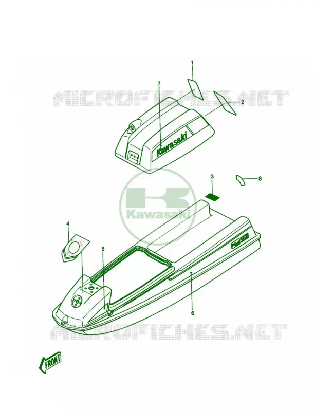 LABELS JS550-A8 Kawasaki JET SKI 550 1986 JS550  JS550-A5