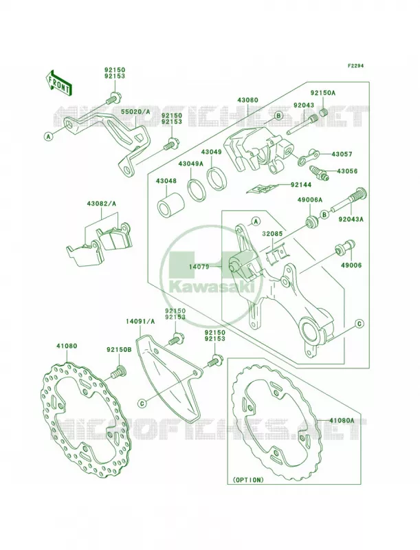 Rear Brake Kawasaki MOTOS 450 2012 KLX450R  KLX450ACF