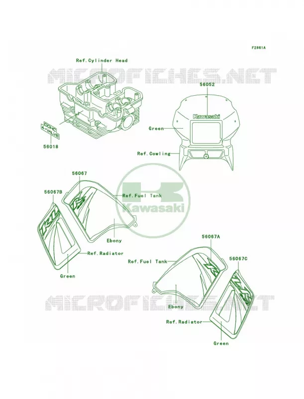 DecalsA6FGreen Kawasaki MOTOS 650 2006 KLR650  KL650A6F