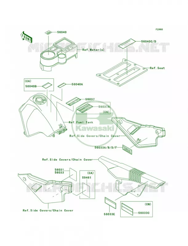 Labels Kawasaki MOTOS 650 2006 KLR650  KL650A6F