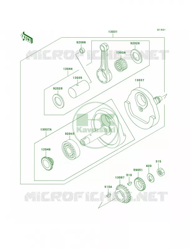 Crankshaft Kawasaki MOTOS 250 2005 KLR250  KL250-D22