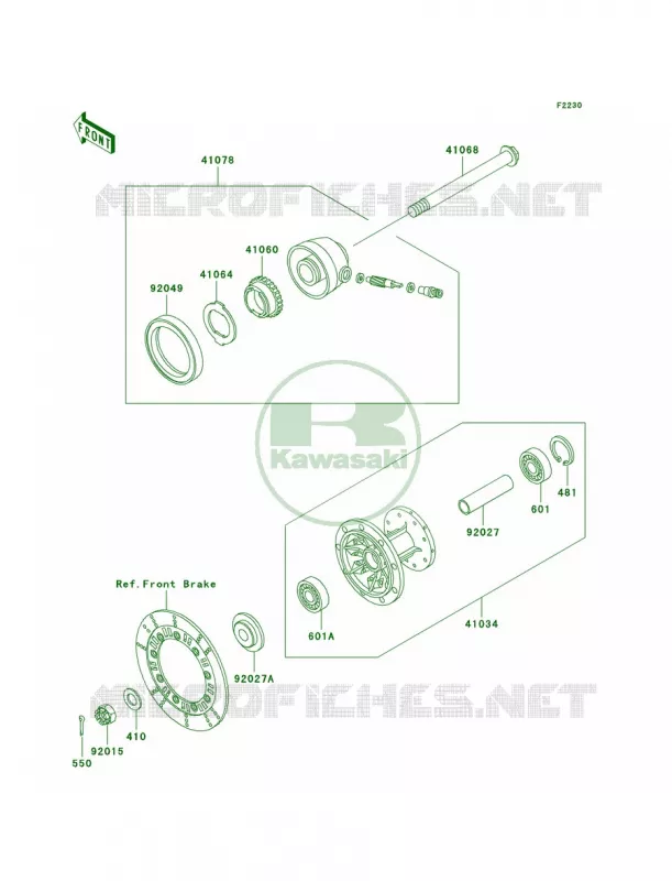 Front Hub Kawasaki MOTOS 250 2005 KLR250  KL250-D22