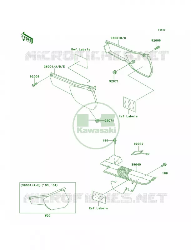 Side CoversChain Cover Kawasaki MOTOS 250 2004 KLR250  KL250-D21