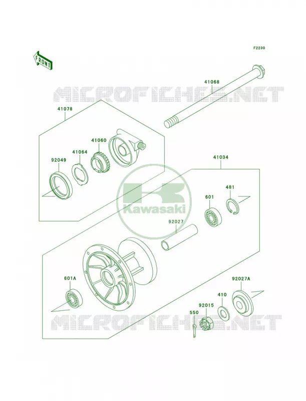Front Hub Kawasaki MOTOS 650 2004 KLR650  KL650-A18