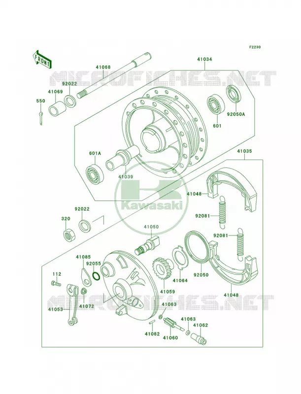 Front Hub Kawasaki MOTOS 100 2001 KE100  KE100-B20