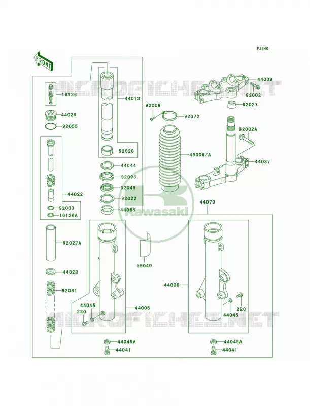 Front Fork Kawasaki MOTOS 250 2001 KLR250  KL250-D18