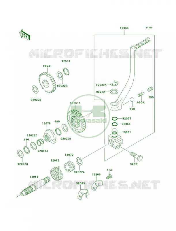 Kickstarter Mechanism Kawasaki MOTOS 250 2001 KLR250  KL250-D18