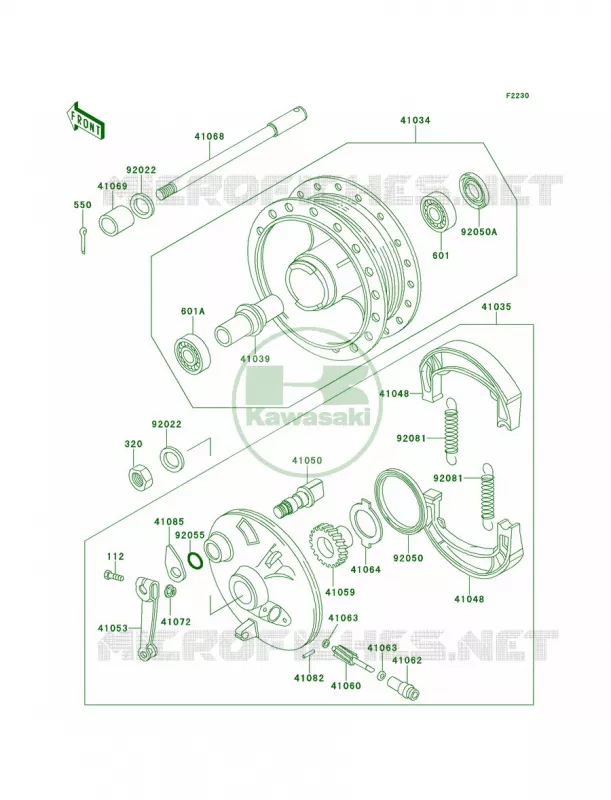 Front Hub Kawasaki MOTOS 100 2000 KE100  KE100-B19