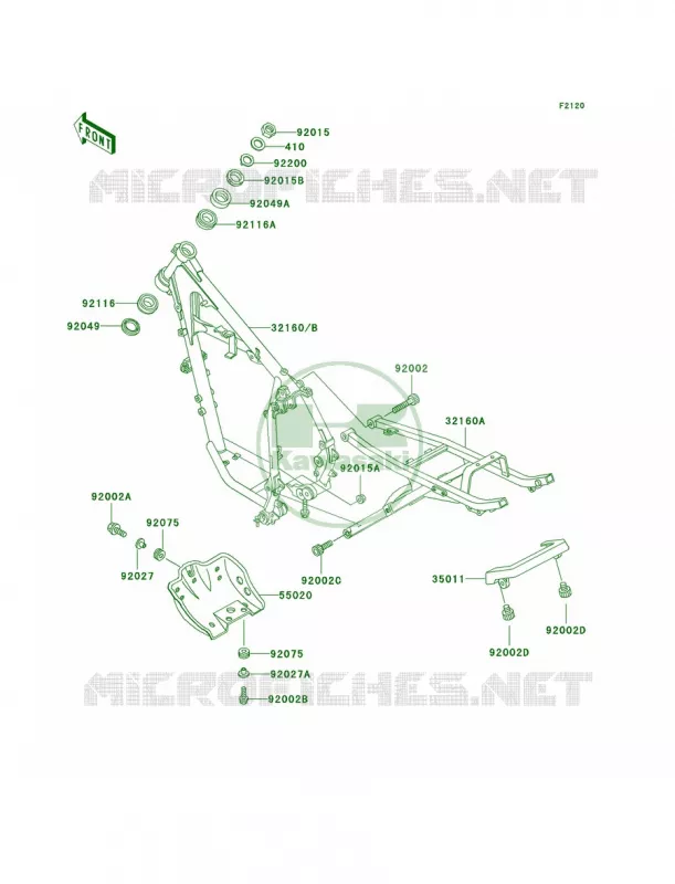 Frame Kawasaki MOTOS 250 1998 KLR250  KL250-D15
