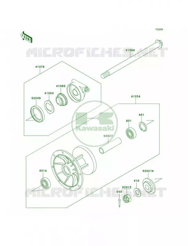 Front Hub Kawasaki MOTOS 650 1998 KLR650  KL650-A12