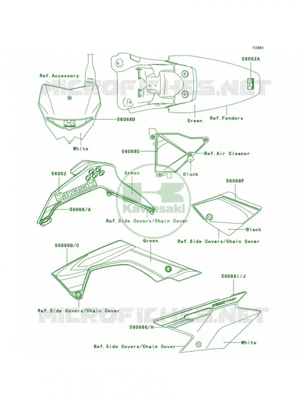 DecalsGreenB8F Kawasaki MOTOS 140 2011 KLX140L  KLX140BBF