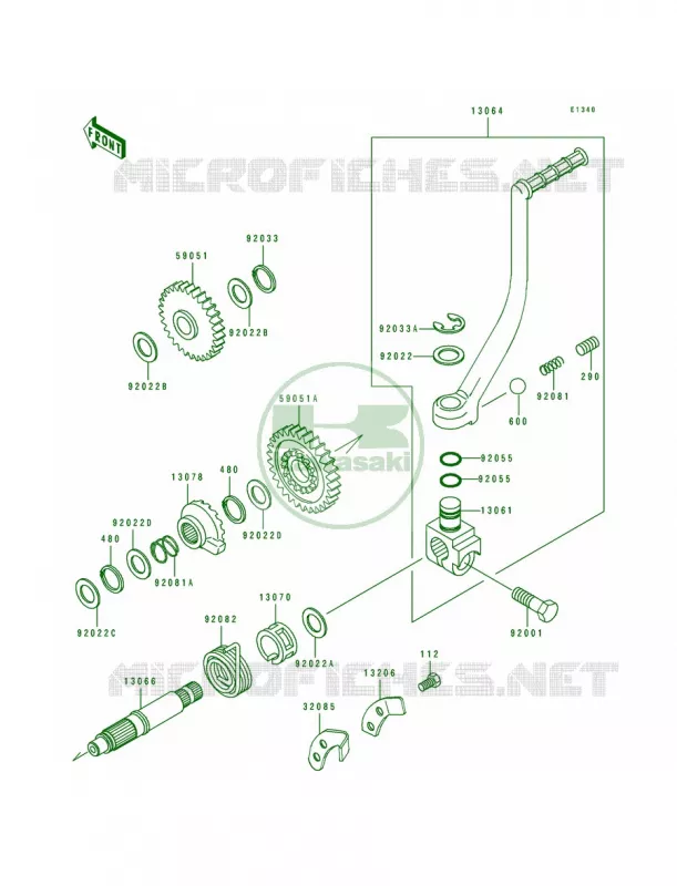 Kickstarter Mechanism Kawasaki MOTOS 250 1996 KLR250  KL250-D13