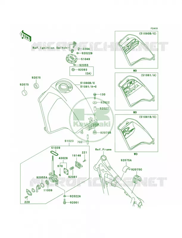 Fuel Tank Kawasaki MOTOS 650 1996 KLR650  KL650-A10