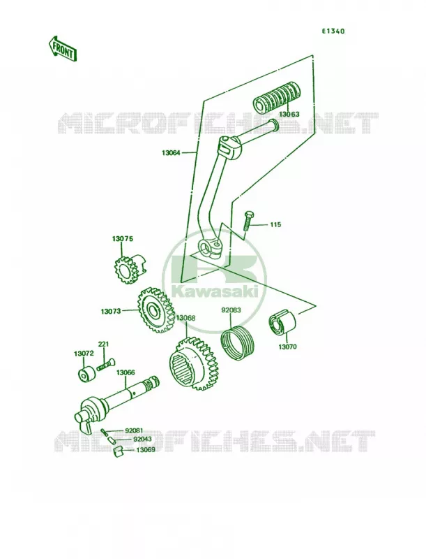 Kickstarter Mechanism Kawasaki MOTOS 100 1994 KE100  KE100-B13