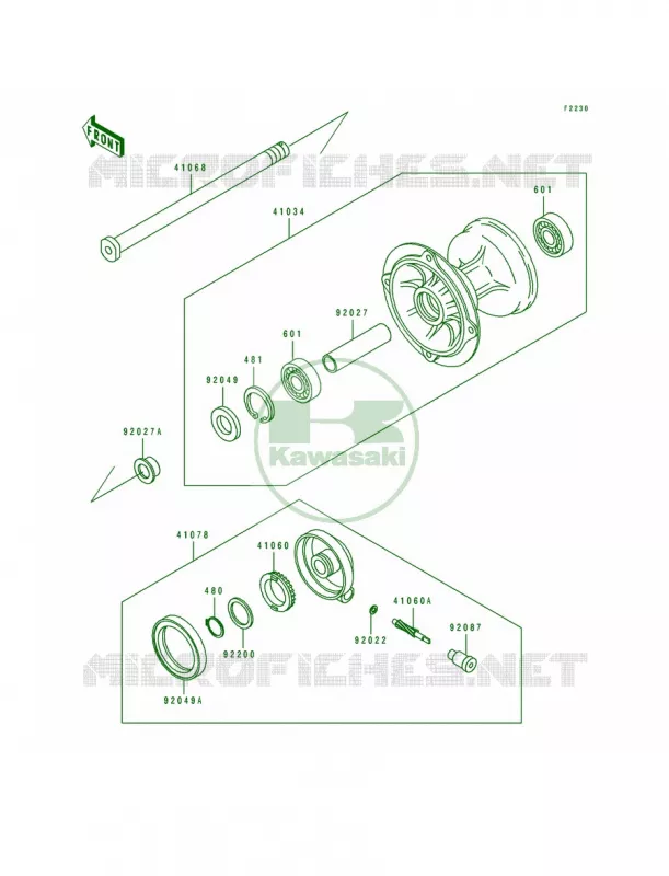 Front Hub Kawasaki MOTOS 650 1994 KLX650R  KLX650-A2