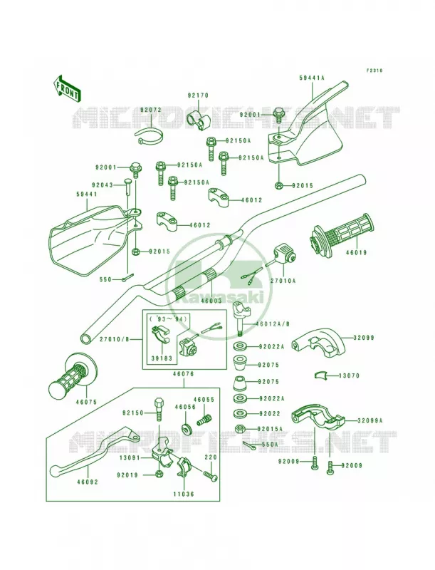 Handlebar Kawasaki MOTOS 650 1994 KLX650R  KLX650-A2