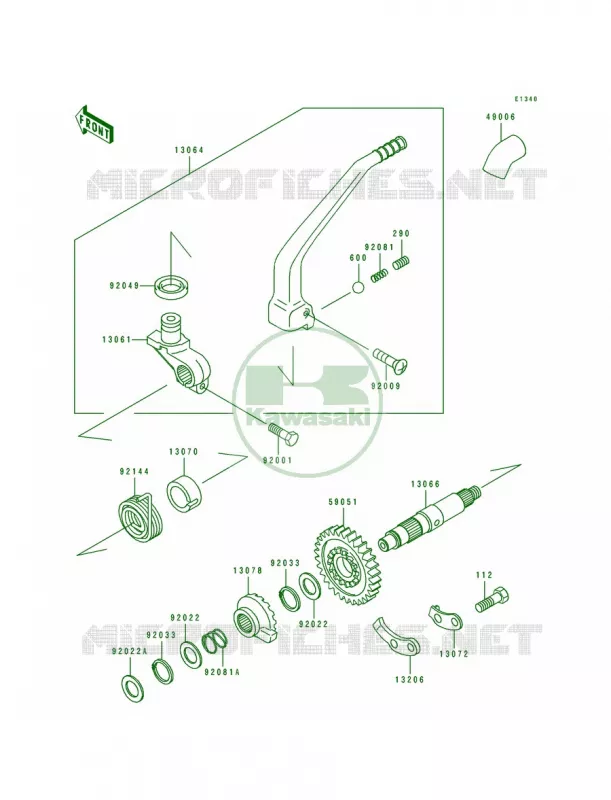 Kickstarter Mechanism Kawasaki MOTOS 650 1994 KLX650R  KLX650-A2