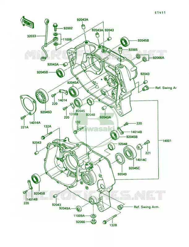 Crankcase Kawasaki MOTOS 250 1992 KLR250  KL250-D9