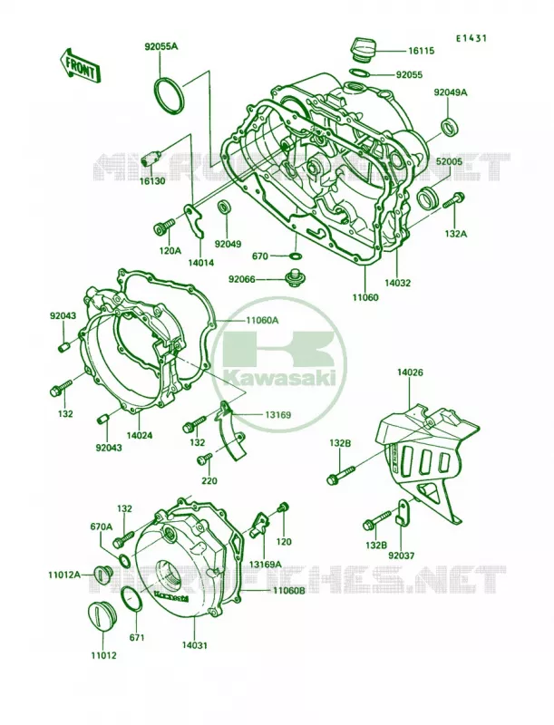 Engine Cover Kawasaki MOTOS 250 1992 KLR250  KL250-D9