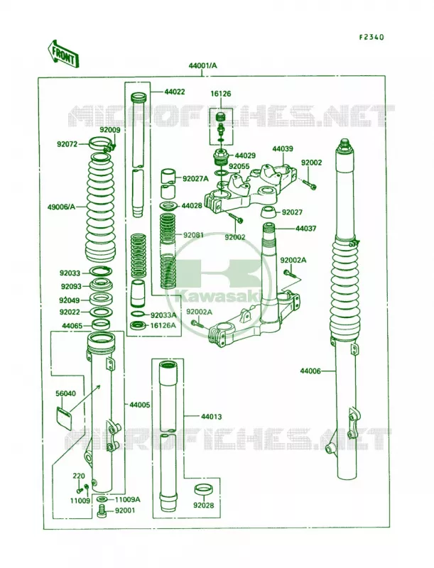 Front Fork Kawasaki MOTOS 250 1992 KLR250  KL250-D9