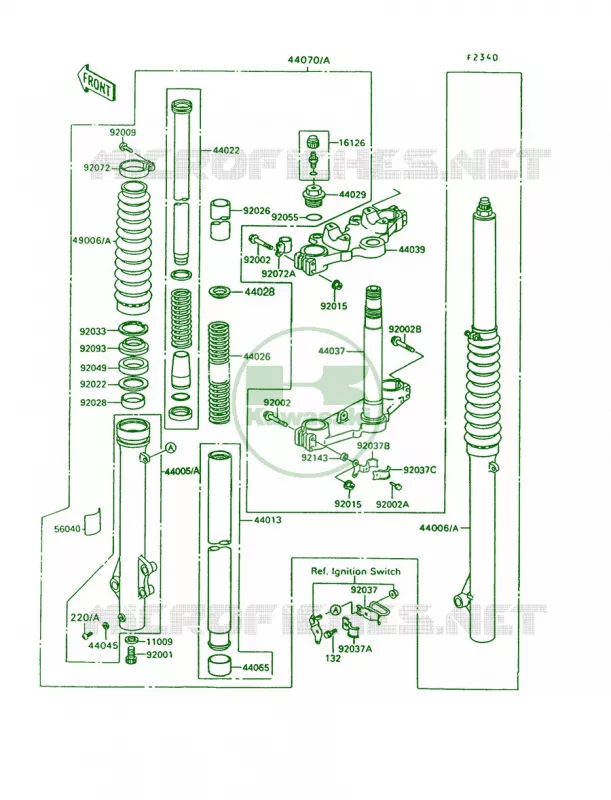 Front Fork Kawasaki MOTOS 650 1992 KLR650  KL650-A6