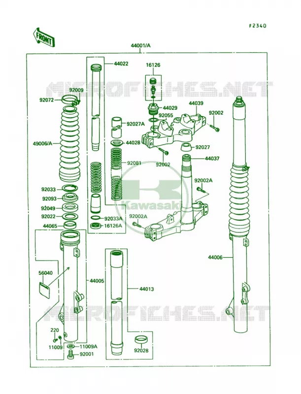 Front Fork Kawasaki MOTOS 250 1991 KLR250  KL250-D8
