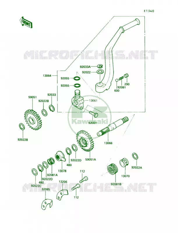 Kickstarter Mechanism Kawasaki MOTOS 250 1991 KLR250  KL250-D8