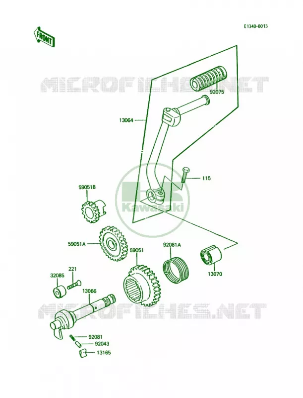 Kickstarter Mechanism Kawasaki MOTOS 100 1990 KE100  KE100-B9