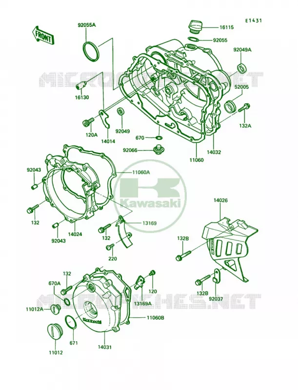 Engine Cover Kawasaki MOTOS 250 1990 KLR250  KL250-D7