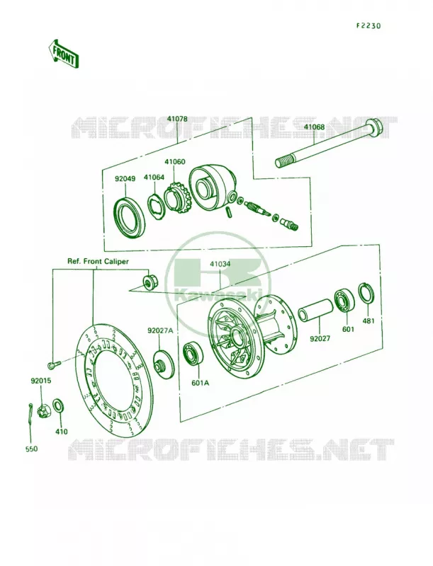Front Hub Kawasaki MOTOS 250 1990 KLR250  KL250-D7