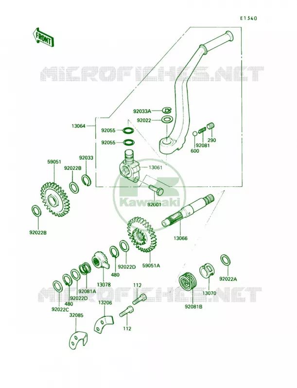 Kickstarter Mechanism Kawasaki MOTOS 250 1990 KLR250  KL250-D7