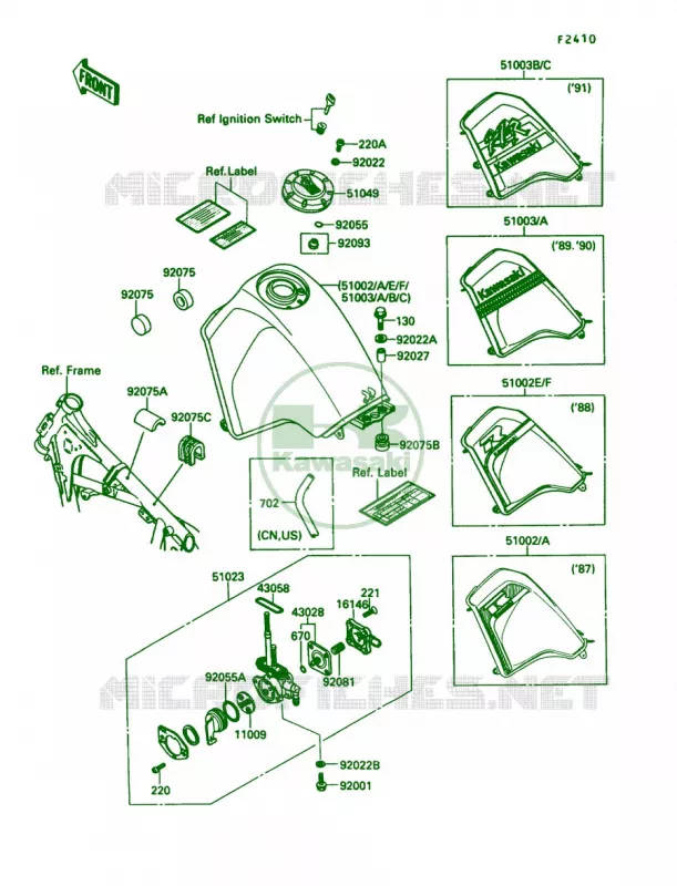 Fuel Tank Kawasaki MOTOS 650 1990 KLR650  KL650-A4
