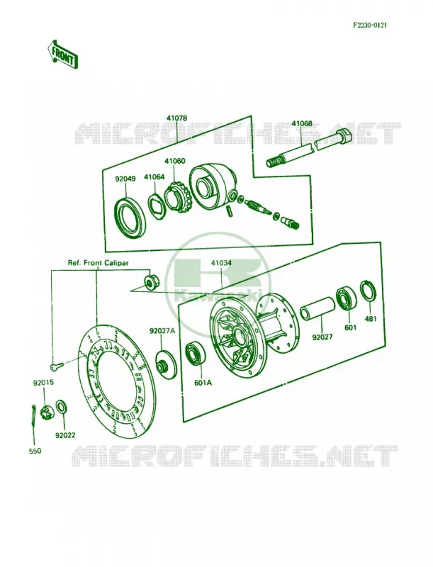 Front Hub Kawasaki MOTOS 250 1989 KLR250  KL250-D6